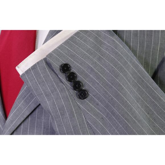 John Varvatos Mens Gray Pinstripe 100% Linen Suit 44R - Picture 6 of 9